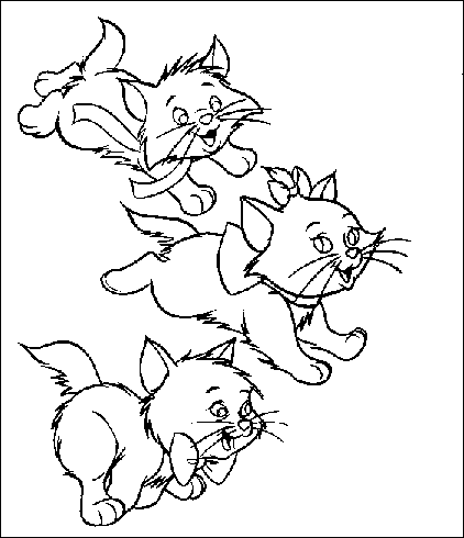coloriage aristochats chatons qui courent